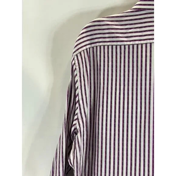 ROBERT GRAHAM Men's White/Burgundy Striped Knowledge Wisdom Truth Shirt SZ 17